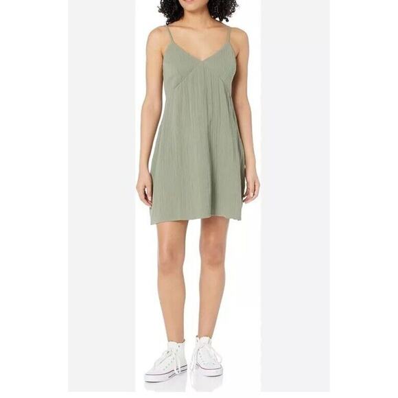 Roxy Dress Women’s Large Mini Beach Olive Green Sleeveless Relaxed Fit Surf - Picture 1 of 11